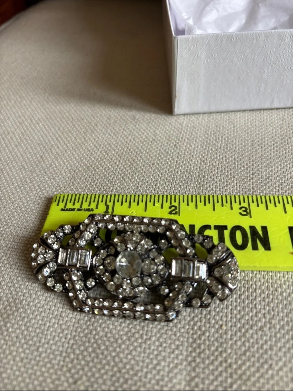 NWT VINTAGE M.J.Ent Art Deco style Brooch Rhinestone,Never Used,with provenance